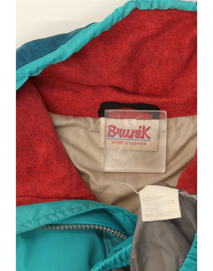 Giacca in pile da uomo Brunik Anorak UK 40 Large Blu Colourblock Poliestere