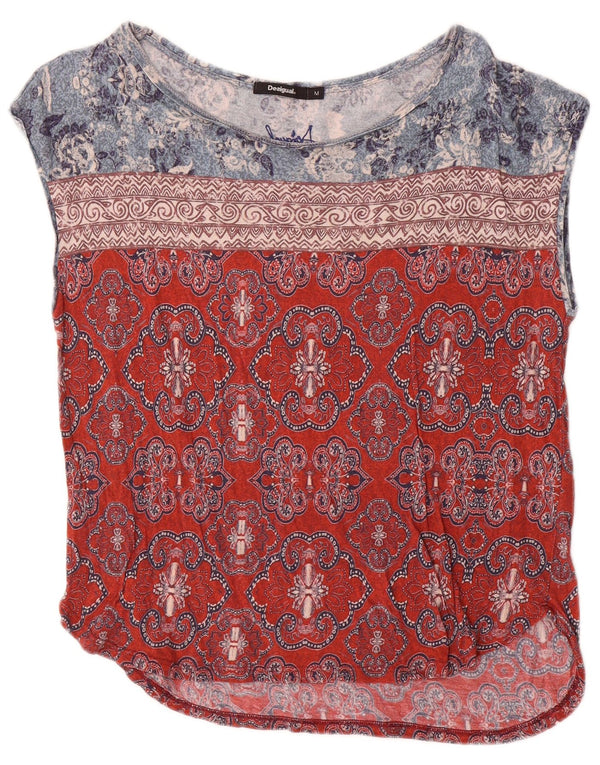 Desigual Camicetta senza maniche da donna Top UK 14 Medio Rosso Paisley Cotone