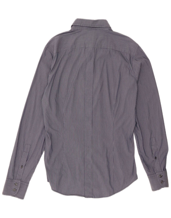 Camicia Benetton Uomo Large Cotone Gessato Blu Navy