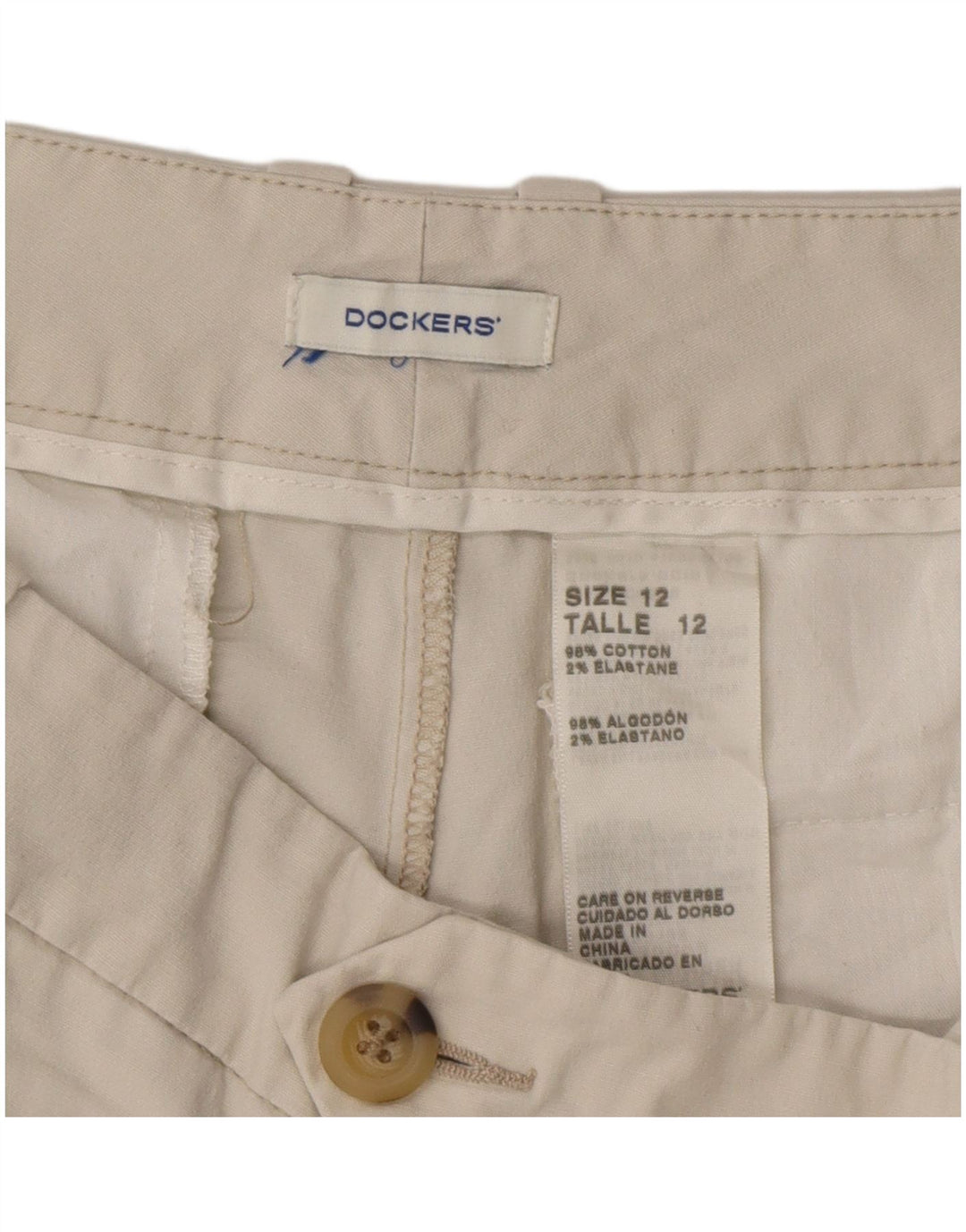 Pantaloncini chino da donna Dockers US 12 Large W36 cotone beige