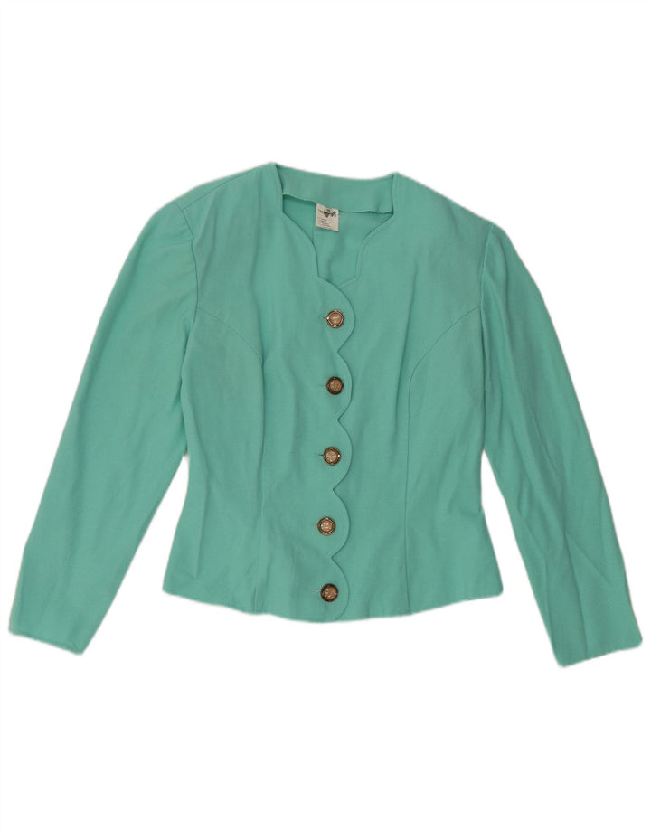 Giacca blazer a 5 bottoni da donna VINTAGE EU 38 viscosa turchese media