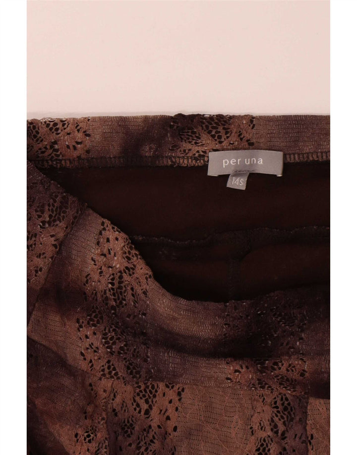Gonna midi da donna Per Una UK 14 Large W32 Marrone Poliestere