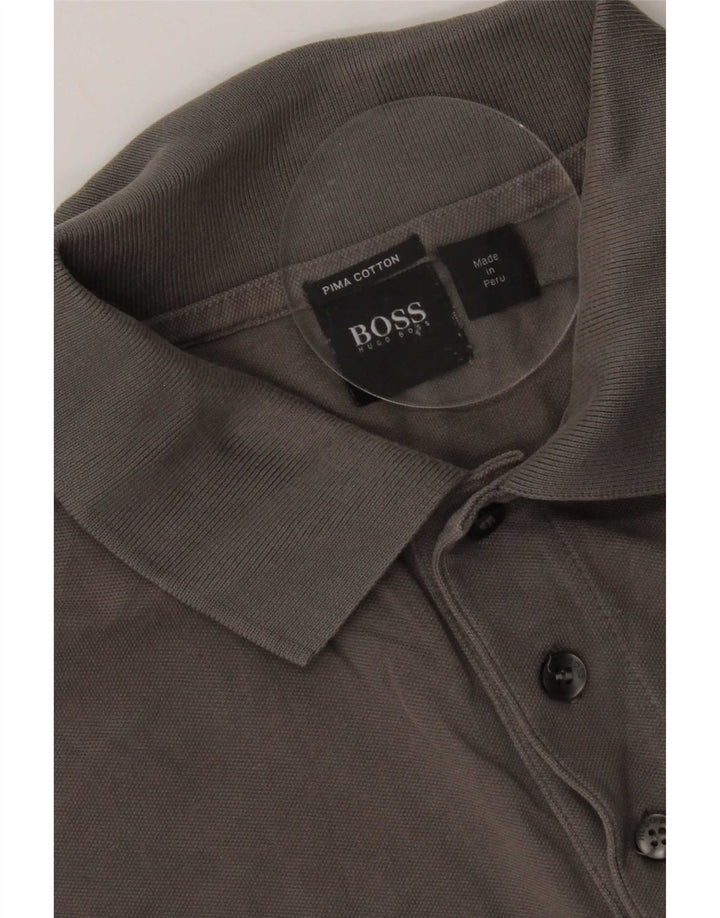 Polo da uomo Hugo Boss grande in cotone grigio