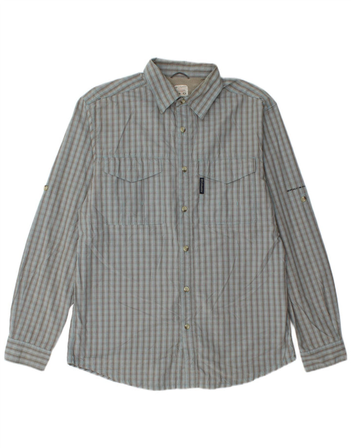 Camicia da uomo Columbia in cotone a quadri grandi blu