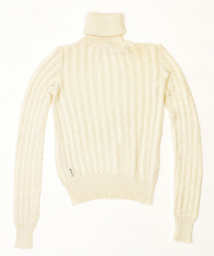 ARMANI JEANS maglione da donna con collo alto e maglione EU 40 medio bianco sporco