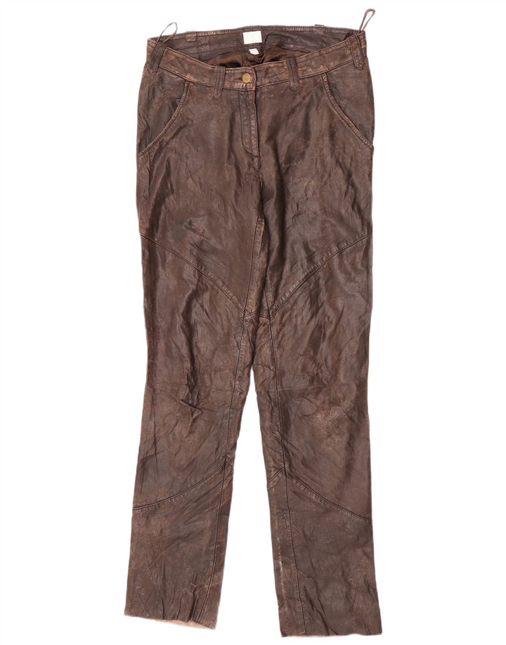 Pantaloni in pelle slim da donna Alba Moda EU 36 Small W26 L32 Marrone