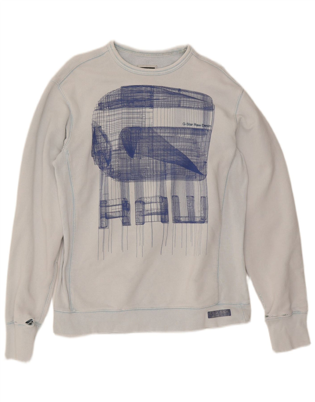 Felpa grafica da uomo G-Star Maglione grande cotone blu
