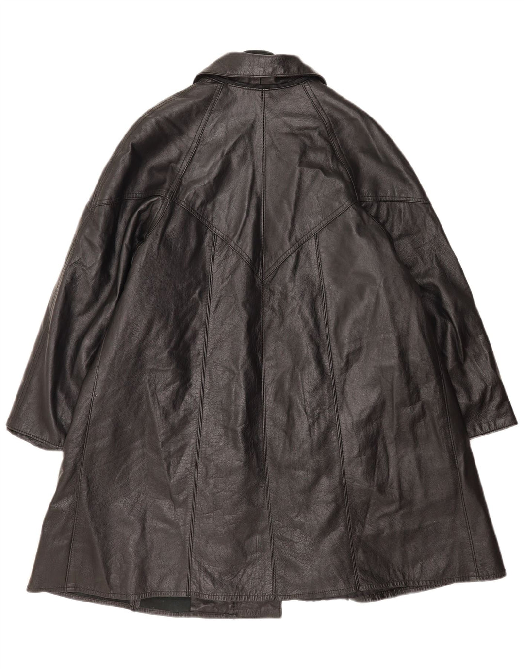 Cappotto in pelle vintage da donna UK 14 grande nero