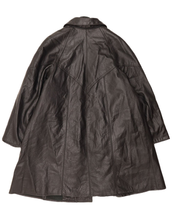 Cappotto in pelle vintage da donna UK 14 grande nero
