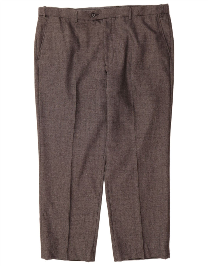 Pantaloni da abito dritti da uomo Marks & Spencer vestibilità regolare W40 L29 lana grigia