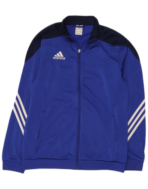 Giacca superiore della tuta da uomo Adidas in poliestere blu medio