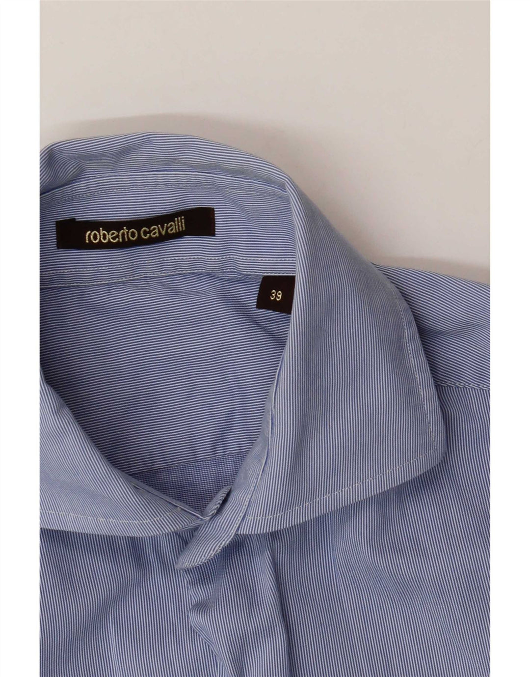 Camicia da uomo Roberto Cavalli taglia 39 gessato blu medio