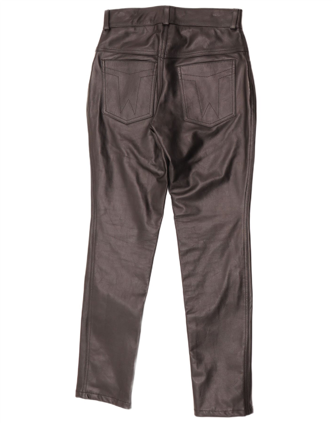 Pantaloni in pelle affusolati da donna vintage W30 L32 neri