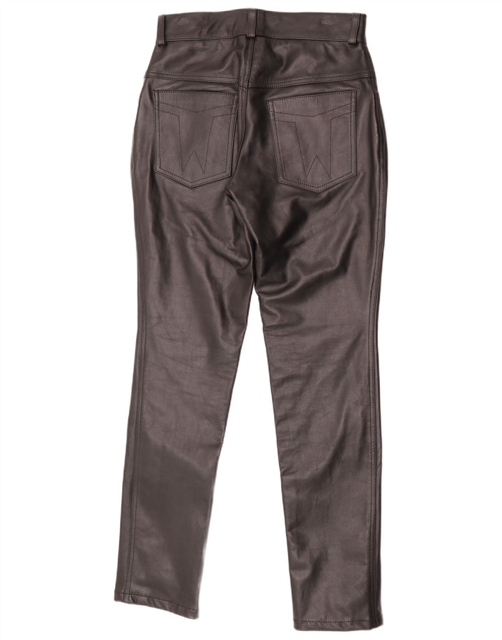 Pantaloni in pelle affusolati da donna vintage W30 L32 neri