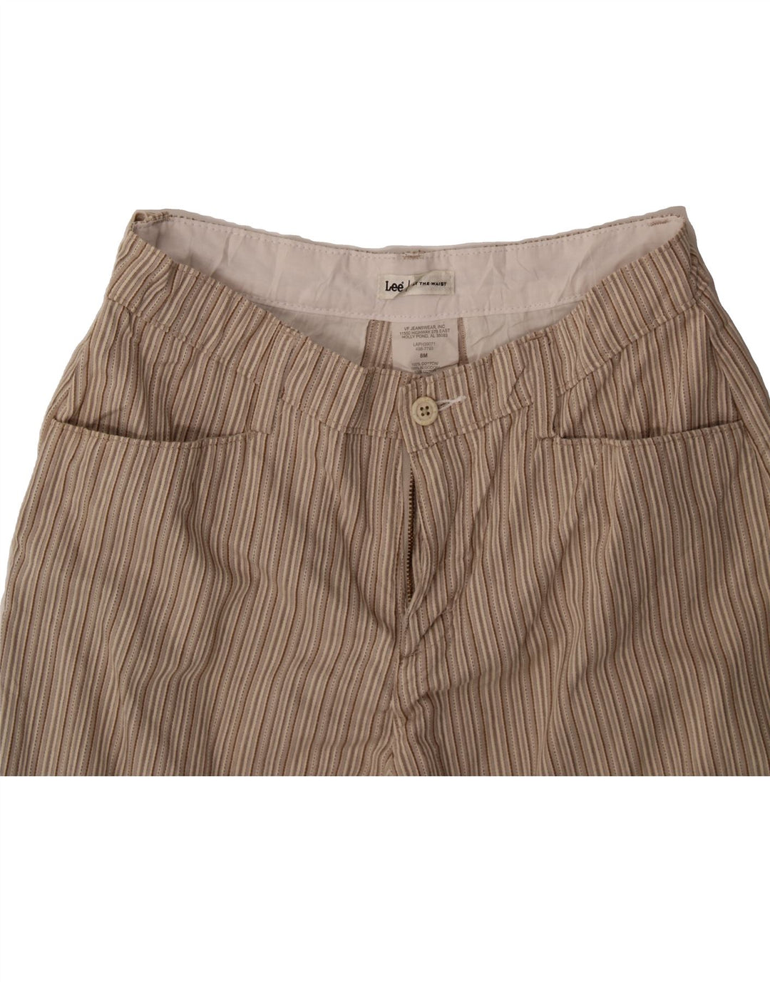 LEE Womens Straight Cropped Trousers US 8 Medium W28 L18 Beige Striped Vintage Lee and Second-Hand Lee from Messina Hembry 