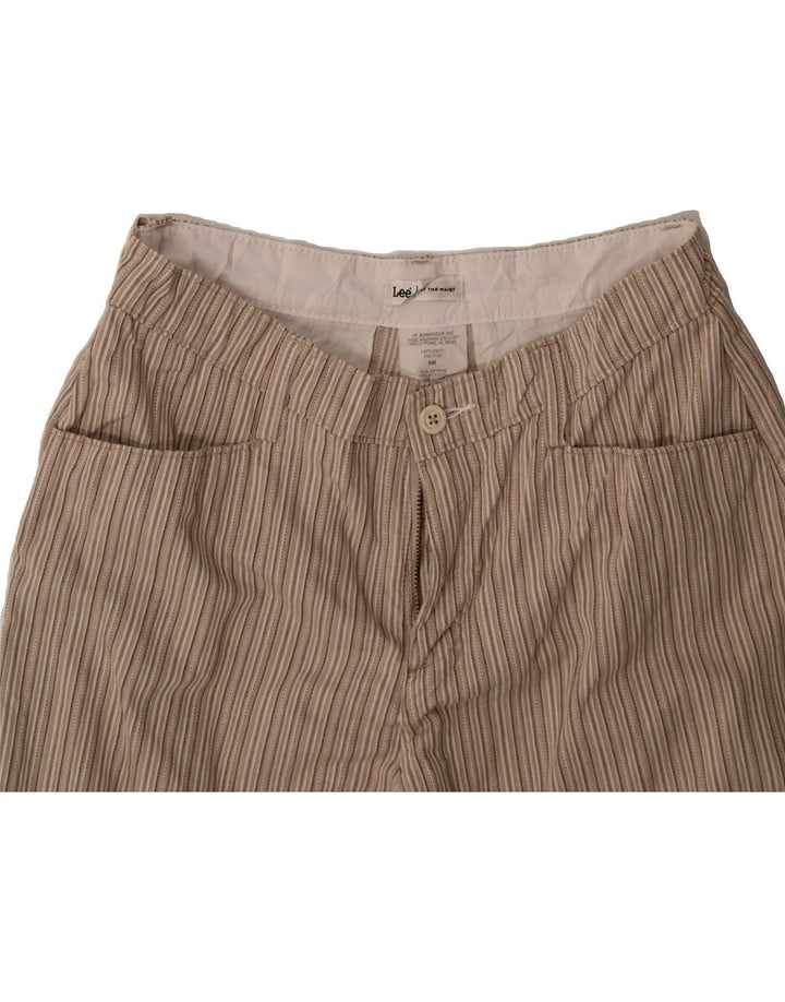 LEE Womens Straight Cropped Trousers US 8 Medium W28 L18 Beige Striped Vintage Lee and Second-Hand Lee from Messina Hembry 
