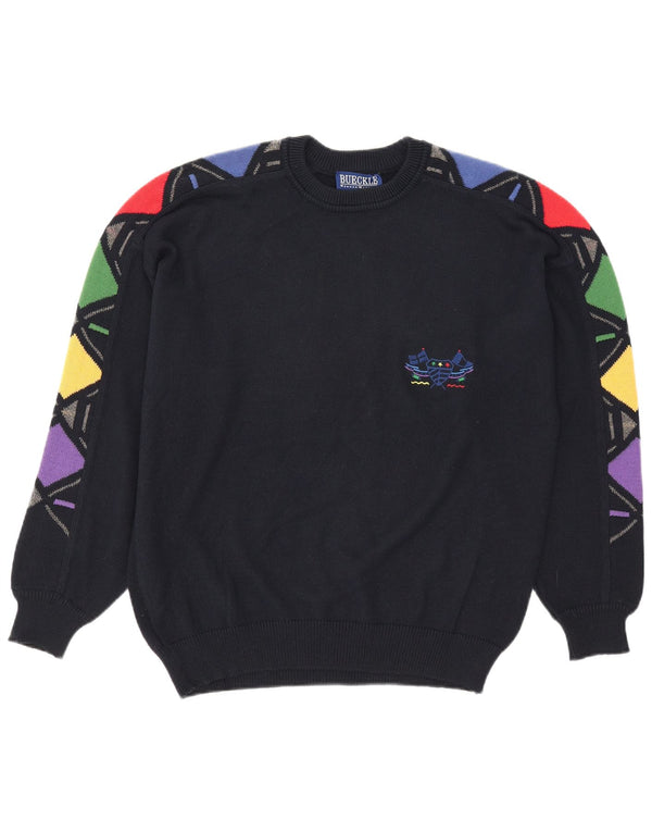 Maglione maglione girocollo da uomo Bueckle IT 48 Medio blu navy geometrico