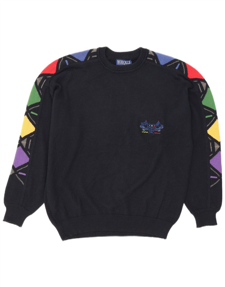 Maglione maglione girocollo da uomo Bueckle IT 48 Medio blu navy geometrico