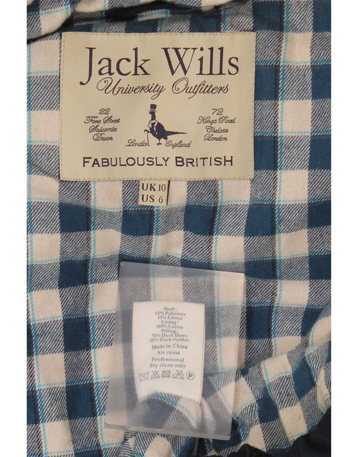 Gilet imbottito con cappuccio da donna Jack Wills UK 10 piccolo poliestere blu navy
