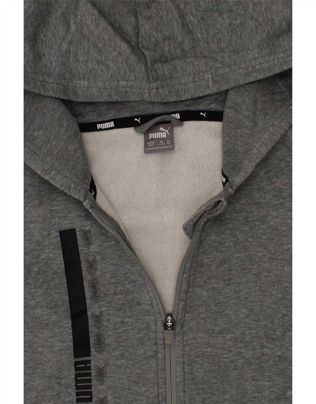 PUMA Boys Graphic Zip Hoodie Sweater 11-12 Years Grey Vintage Puma and Second-Hand Puma from Messina Hembry 