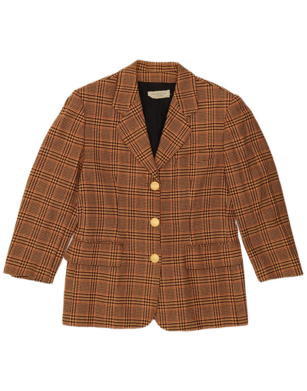Giacca blazer vintage da donna con maniche a 3/4 IT 44 pied de poule marrone medio
