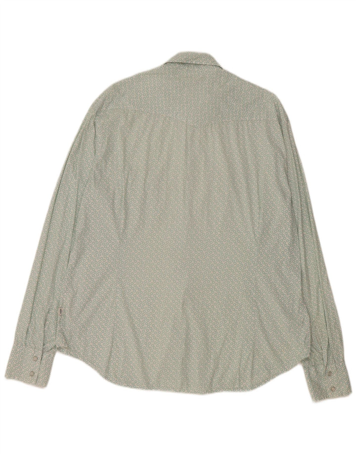 CERRUTI 1881 Womens Shirt Large Turquoise Geometric Cotton