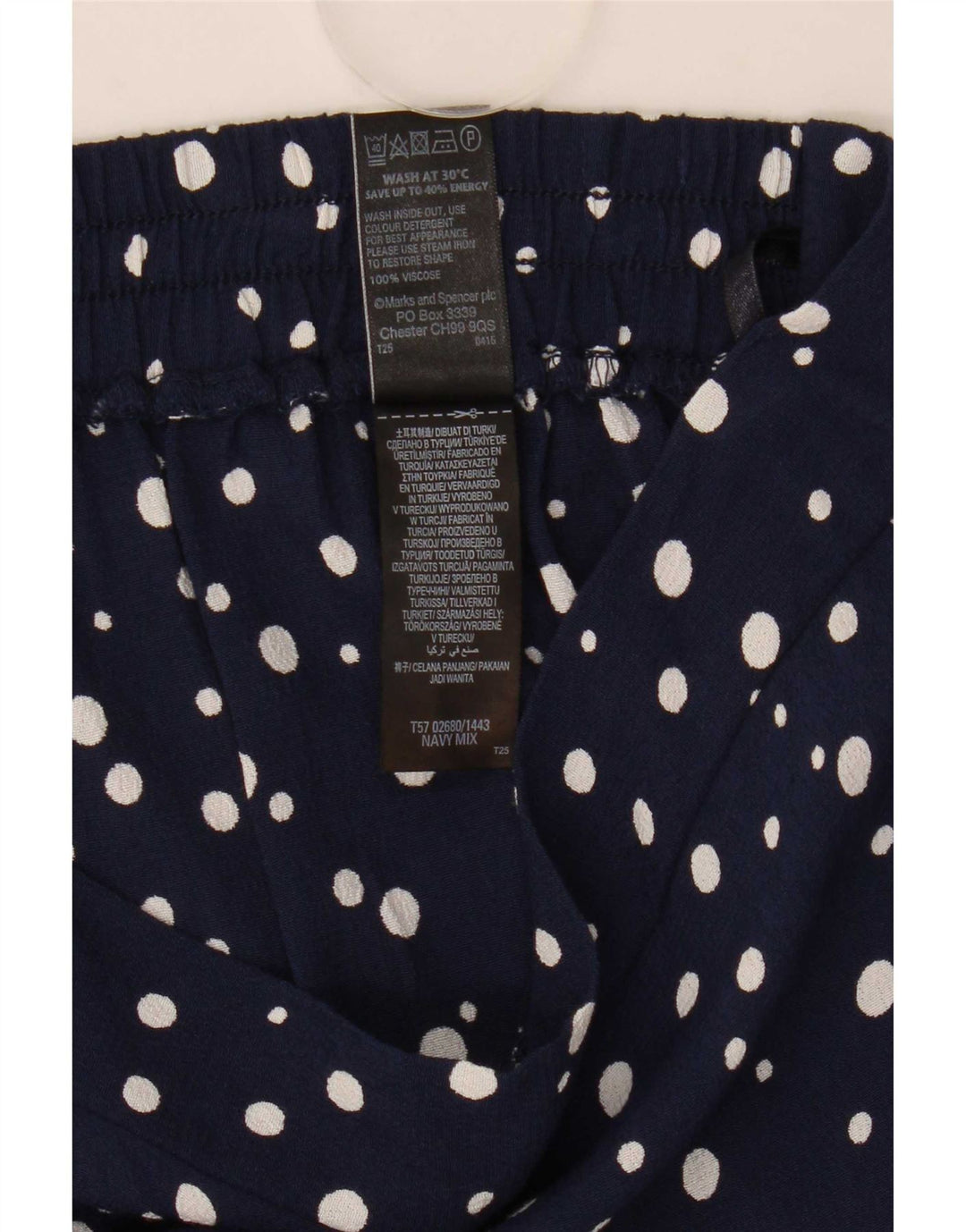 Bermuda da donna Marks & Spencer UK 12 Medium W32 Blu navy maculato