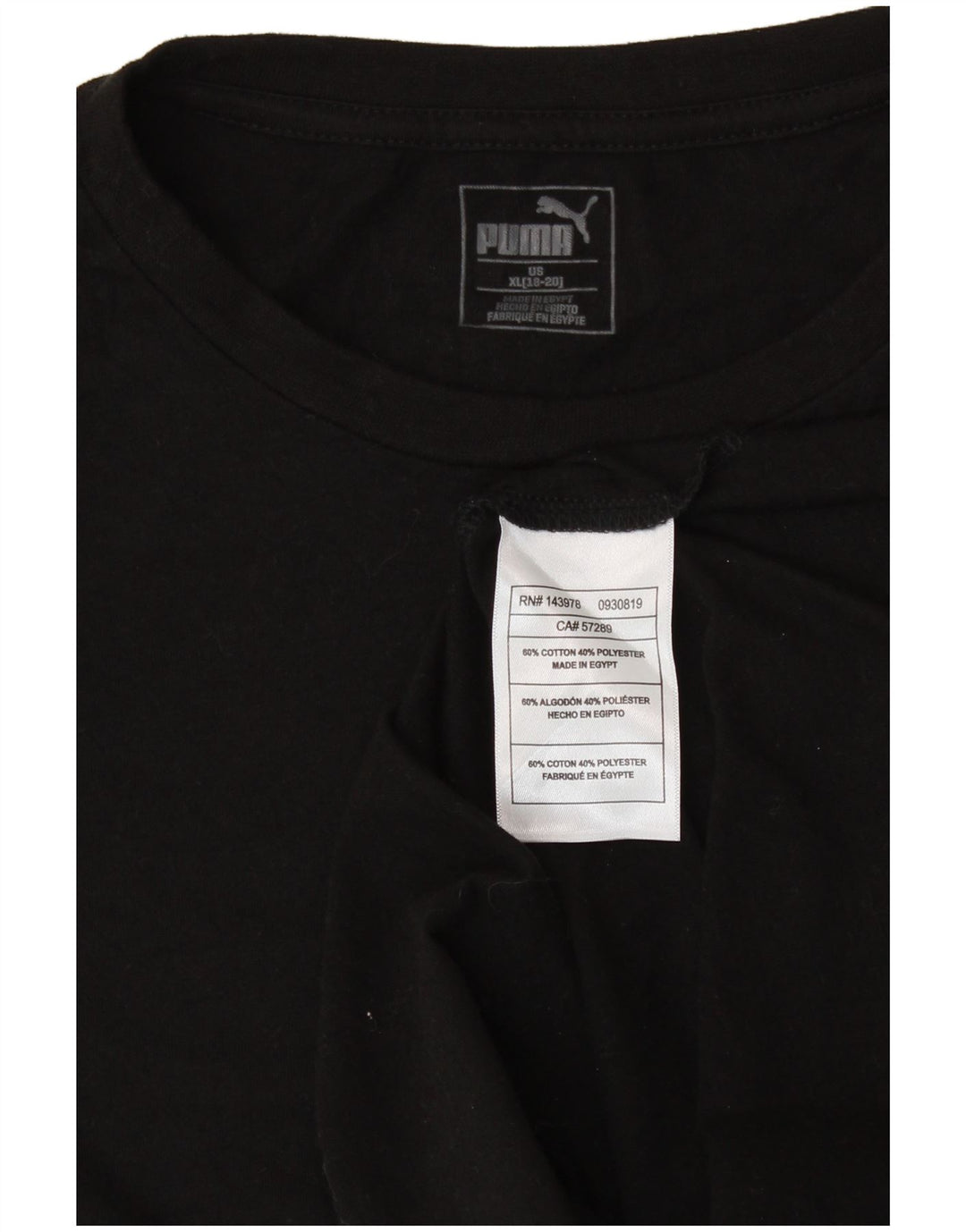 Top grafico PUMA per ragazze manica lunga 15-16 anni XL cotone nero