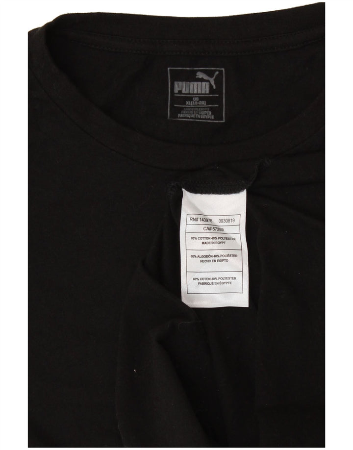 Top grafico PUMA per ragazze manica lunga 15-16 anni XL cotone nero