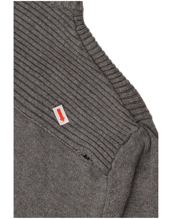JACK & JONES Mens Cardigan Sweater Medium Grey Cotton