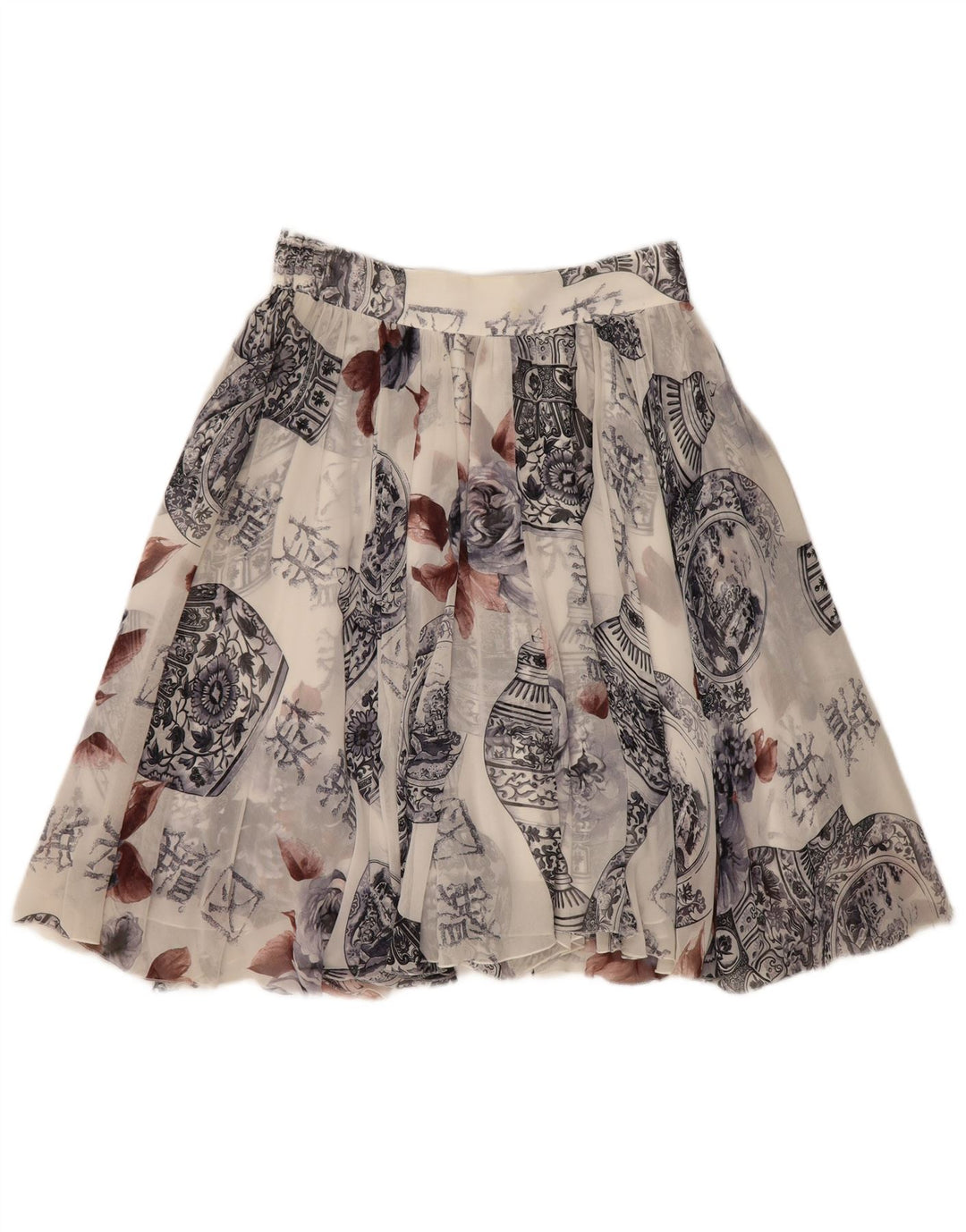 Mini gonna svasata da donna con motivo astratto Sportmax UK 14 media W28 bianca