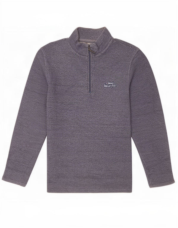 Felpa da uomo con collo con zip Weird Fish, maglione XL, cotone blu