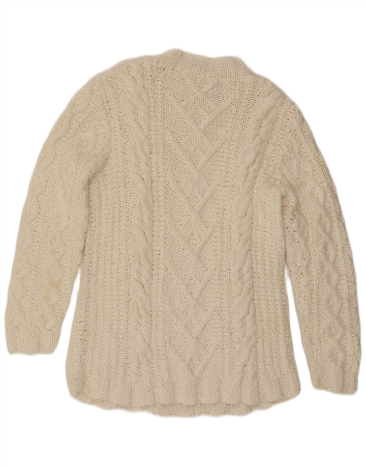 Maglione maglione collo alto da donna VINTAGE UK 16 grande bianco sporco