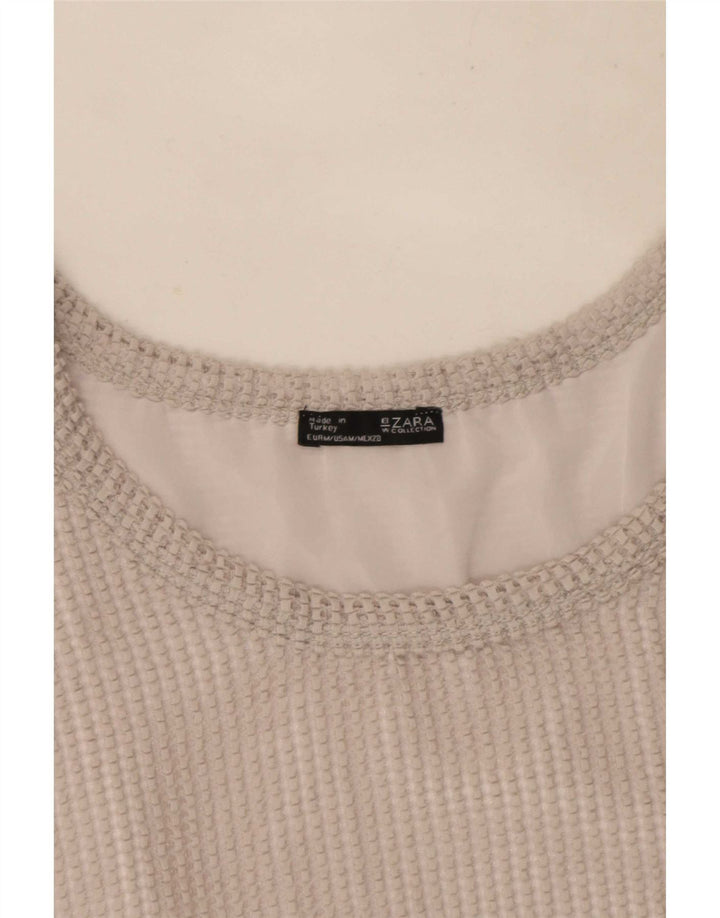 Top in camicetta da donna Zara UK 14 Poliestere grigio medio
