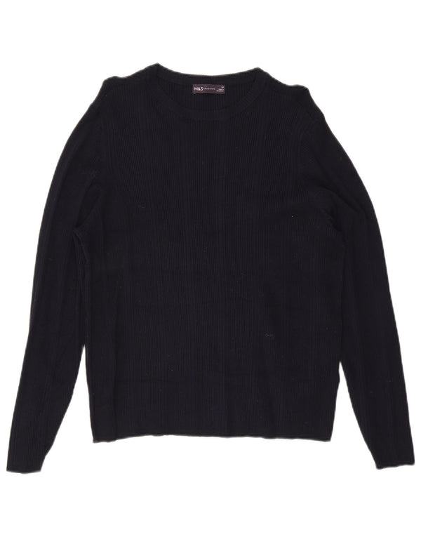 Maglione maglione con scollo a barca da donna Marks & Spencer UK 22 3XL viscosa blu navy
