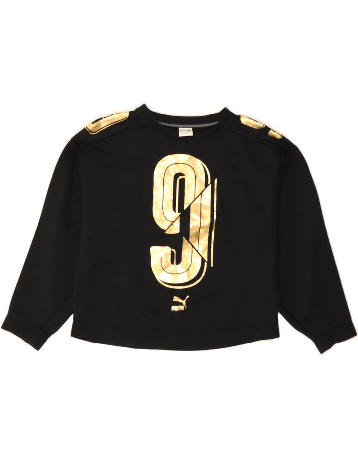 PUMA Womens Oversized Graphic Sweatshirt Jumper UK 12 Medium  Black Cotton Vintage Puma and Second-Hand Puma from Messina Hembry 