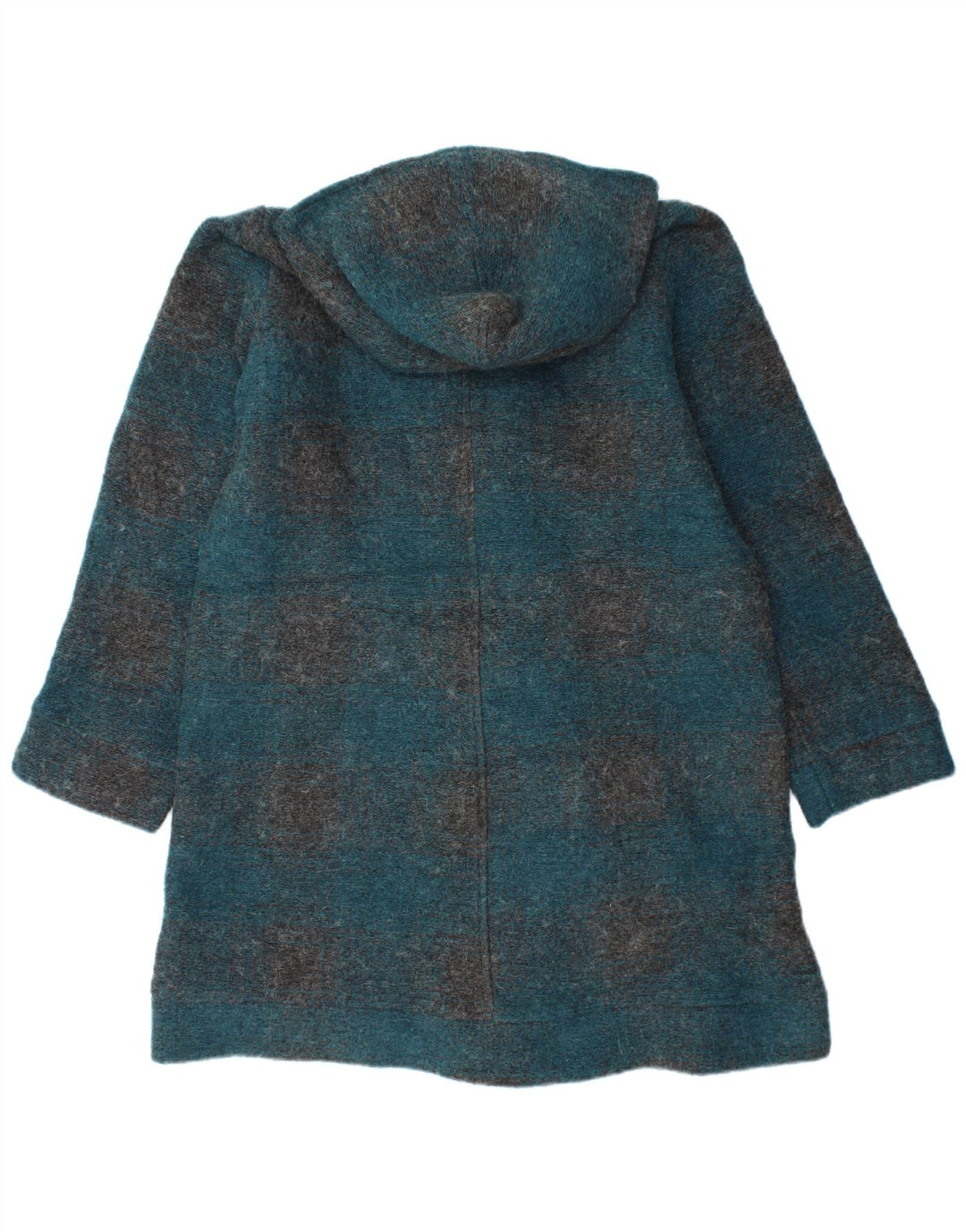 Montgomery con cappuccio da donna vintage UK 16 grande quadretto turchese