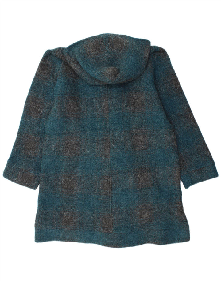 Montgomery con cappuccio da donna vintage UK 16 grande quadretto turchese