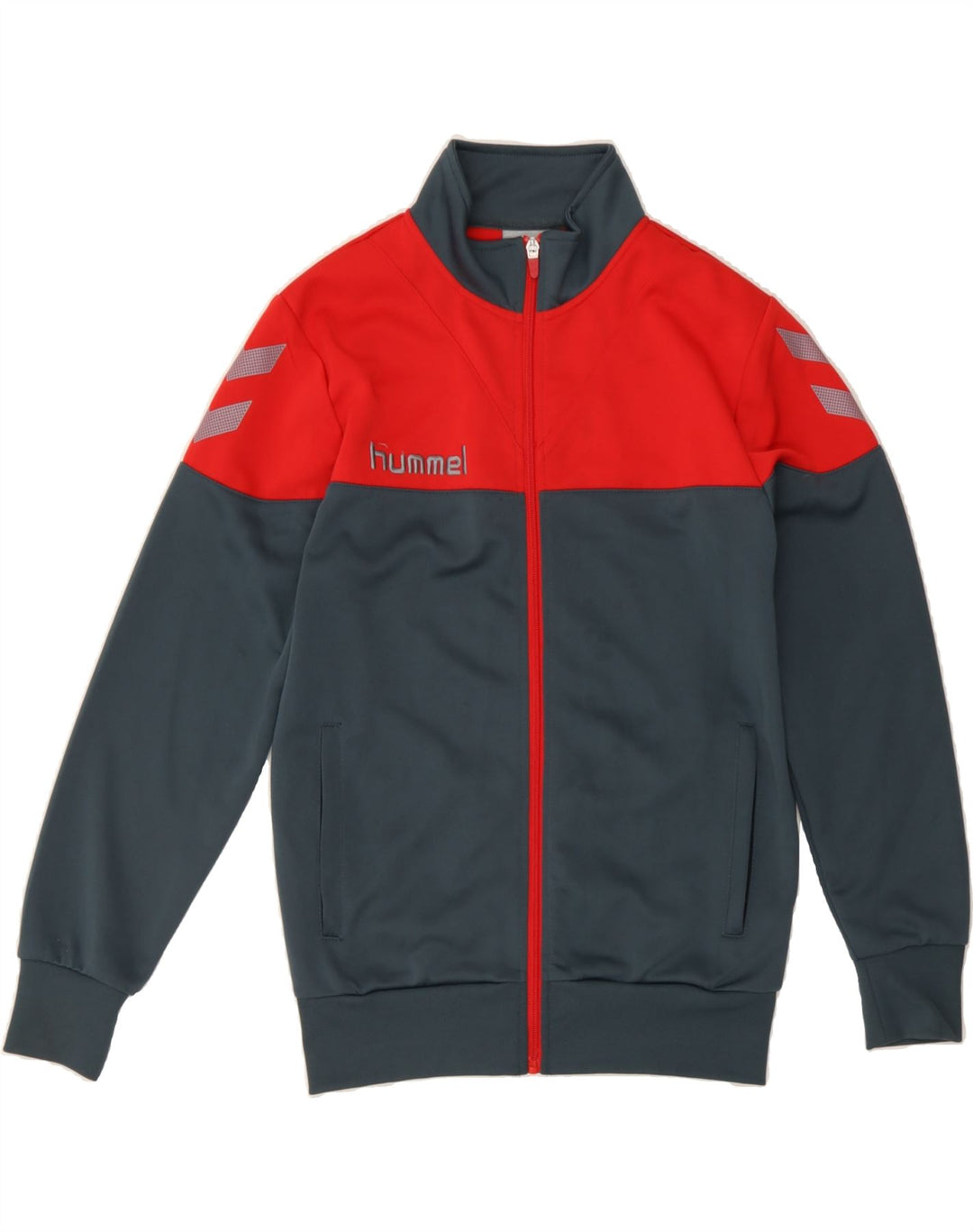 HUMMEL Boys Graphic Tracksuit Top Jacket 15-16 Years Grey Colourblock Vintage Hummel and Second-Hand Hummel from Messina Hembry 