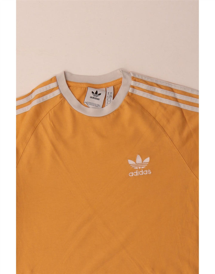 Top Adidas da uomo a maniche lunghe XS in cotone giallo