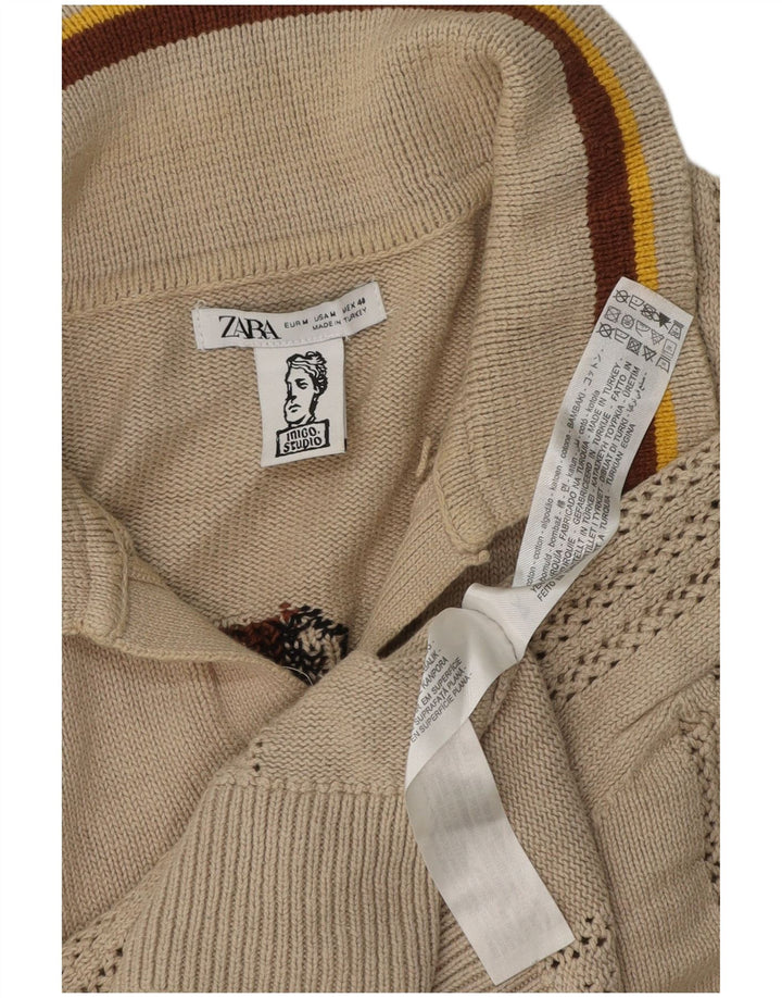Zara Maglione da uomo con collo a polo grafico Inigo Studio Beige medio