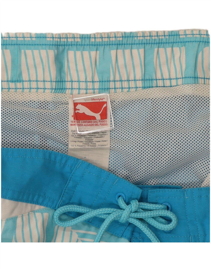 Pantaloncini da bagno grafici da uomo Puma in poliestere color block blu medio