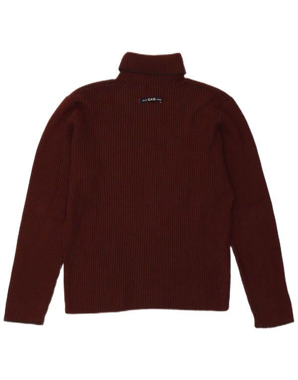 Maglione maglione a collo alto da donna Gas UK 14 grande lana bordeaux