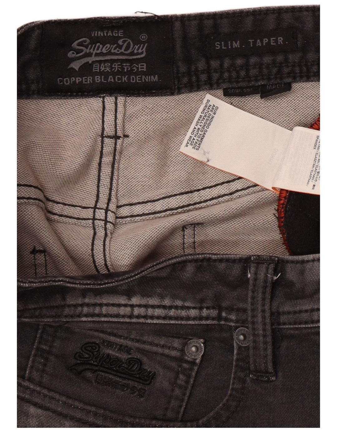 Jeans uomo slim affusolati SUPERDRY W30 L32 cotone grigio
