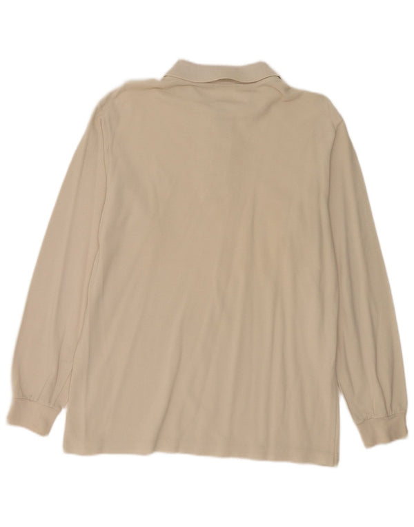 Polo da uomo a maniche lunghe Lacoste taglia 4, cotone bianco sporco medio
