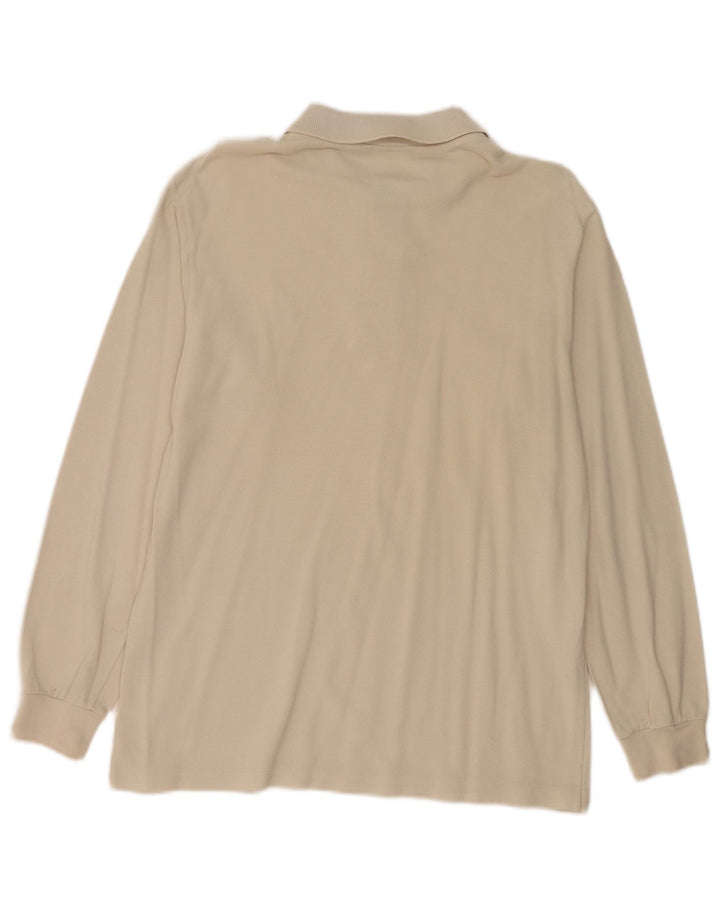 Polo da uomo a maniche lunghe Lacoste taglia 4, cotone bianco sporco medio