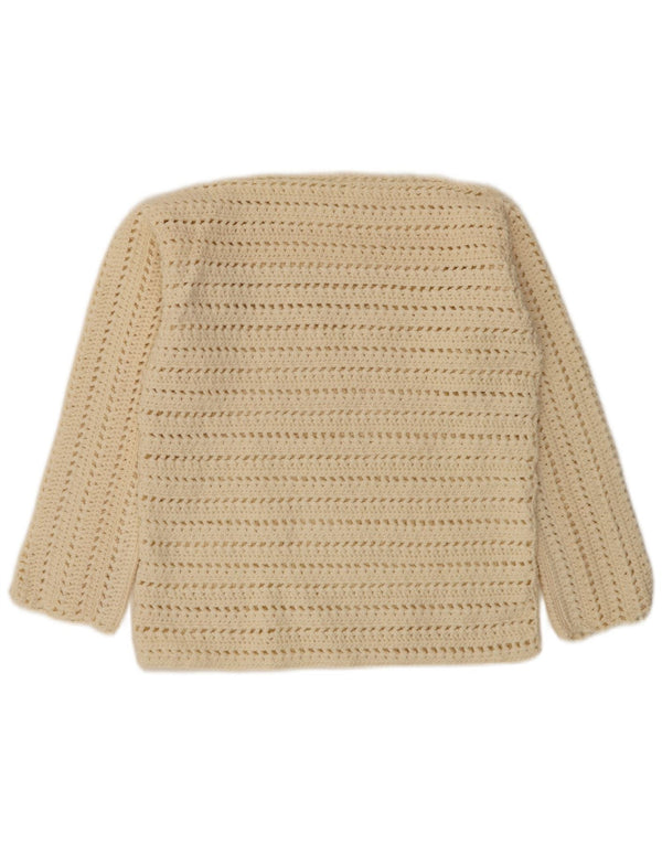 Maglione maglione vintage da donna con scollo a barca UK 14 medio bianco sporco