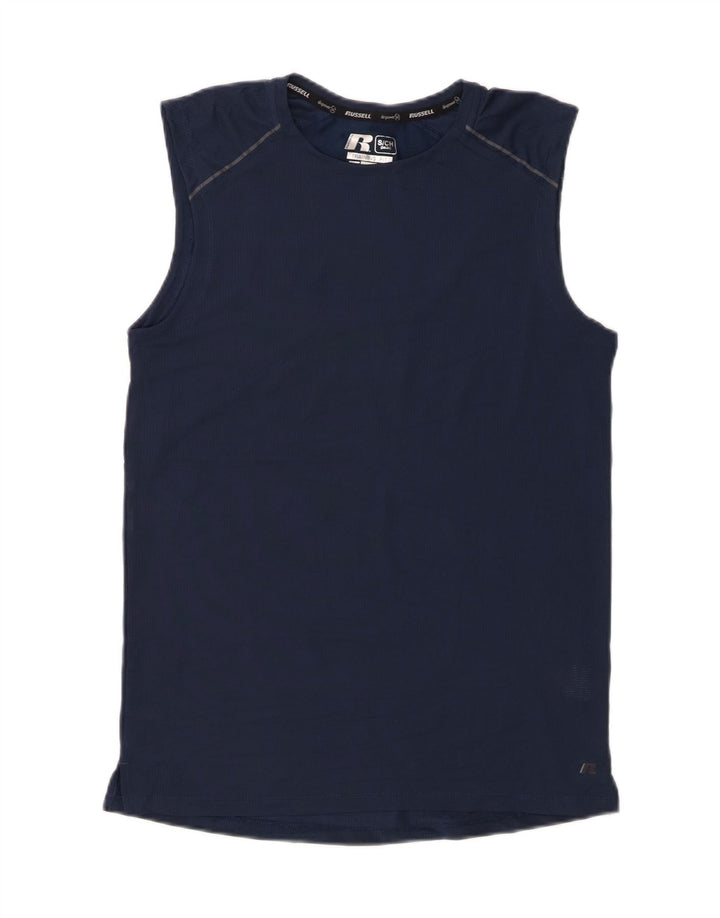 RUSSELL ATHLETIC Mens Training Vest Top UK 34/36 Small Navy Blue Polyester Vintage Russell Athletic and Second-Hand Russell Athletic from Messina Hembry 