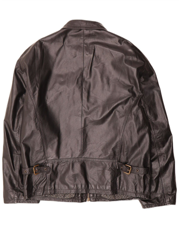 Giacca in pelle vintage da uomo UK 40 grande in pelle nera