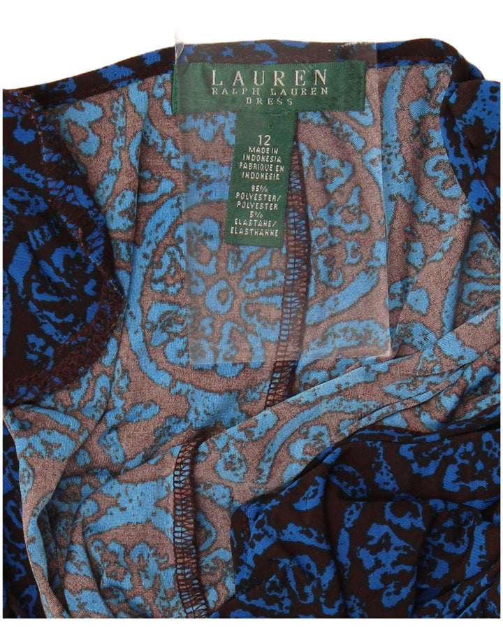 RALPH LAUREN Abito tubino senza maniche da donna US 12 Grande floreale blu